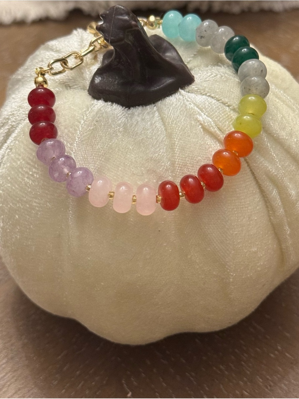Multicolor Beaded Women’s Bracelet - Gold Accents